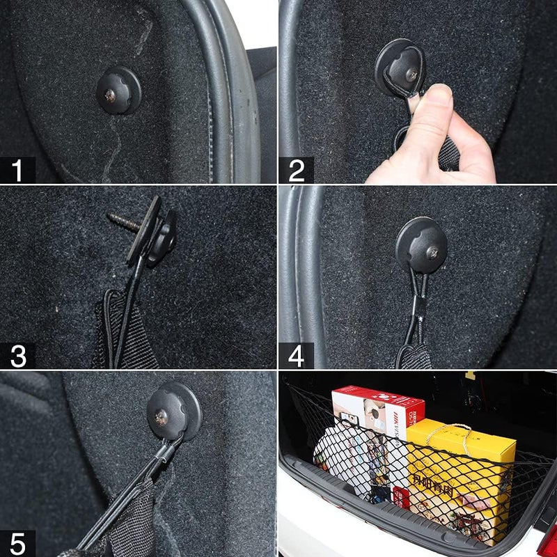 Geweeco Car Rear Cargo Net, Universal Adjustable Elastic Trunk Cargo Storage Organizer Net Compatible for SUV, Jeep, Truck, Storage Nylon Mesh Double-Layer with Hooks (35.4 x 15.7 Inch) - Image 5
